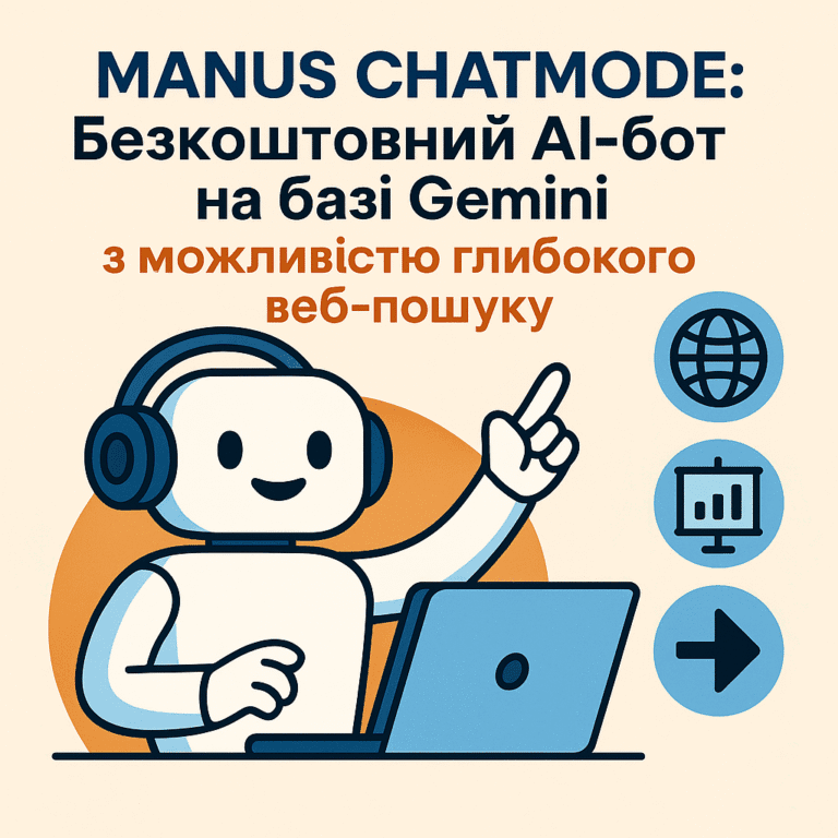 Manus ChatMode Безкоштовний AI-бот на базі Gemini з можливістю глибокого веб-пошуку