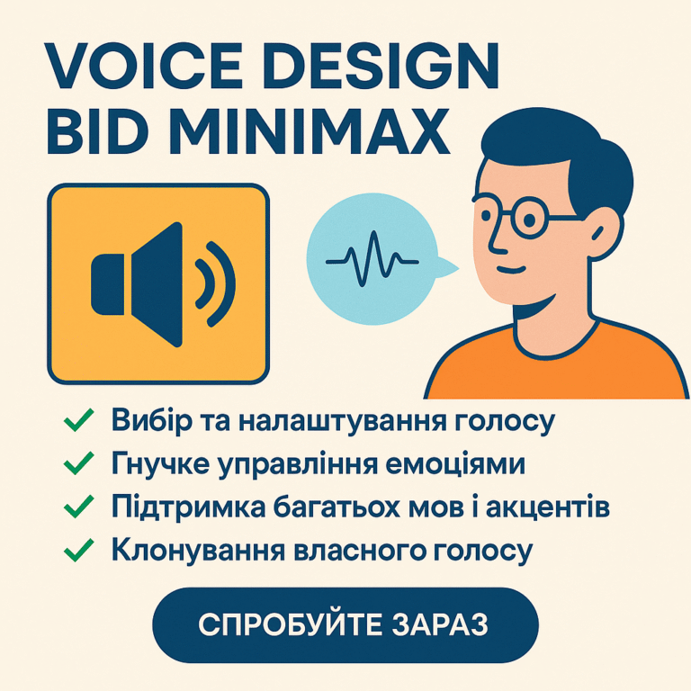 Voice Design від MiniMax — гнучка генерація мови з кастомним клонуванням голосу