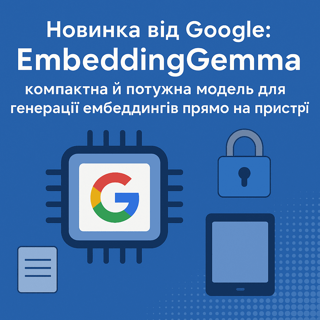 Новинка від Google: EmbeddingGemma — компактна й потужна модель для генерації ембеддингів прямо на пристрої