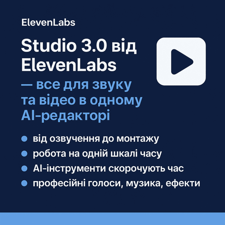 Studio 3.0 від ElevenLabs — все для звуку та відео в одному AI-редакторі
