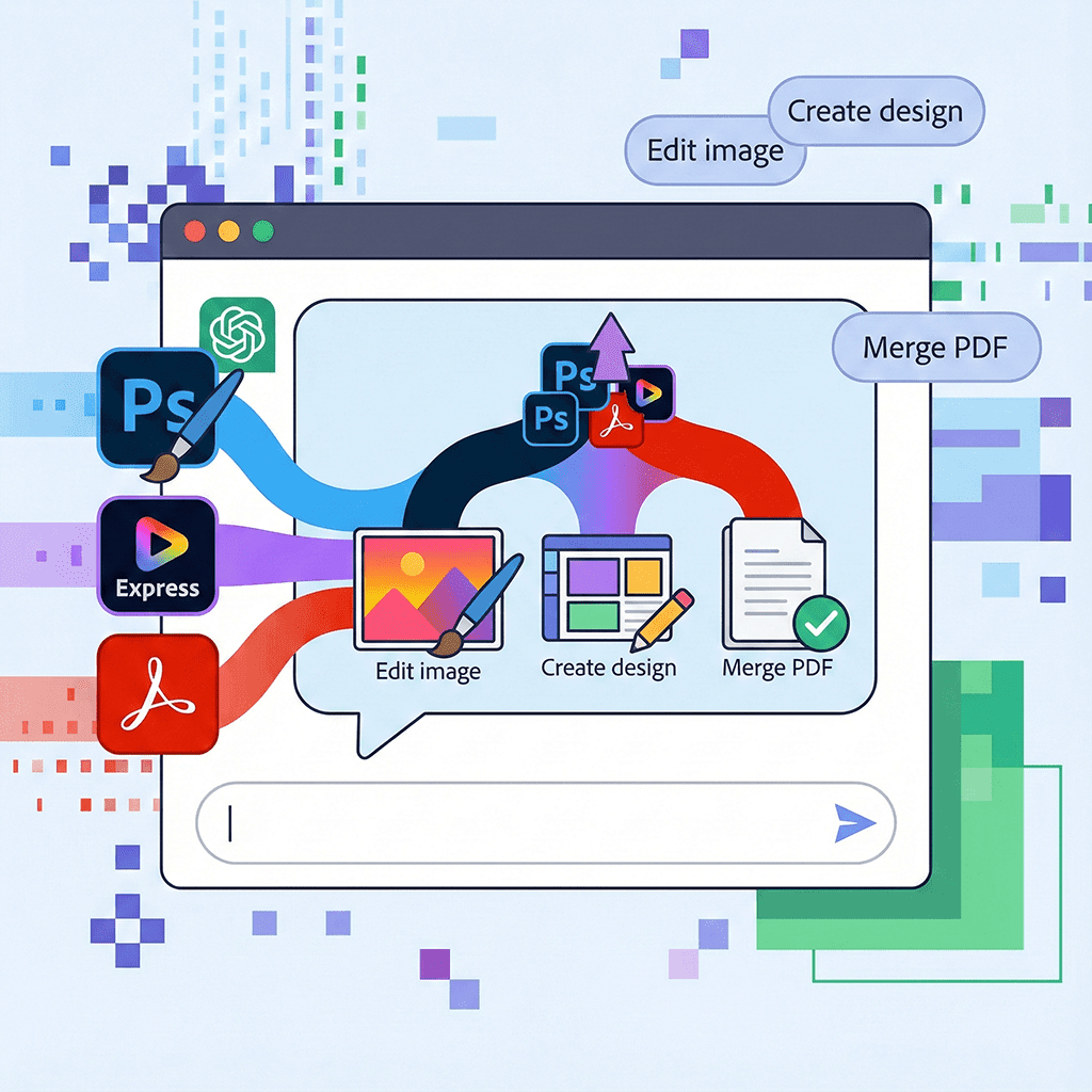 Adobe інтегрує свої флагманські інструменти в ChatGPT: Photoshop, Express та Acrobat тепер доступні у чаті
