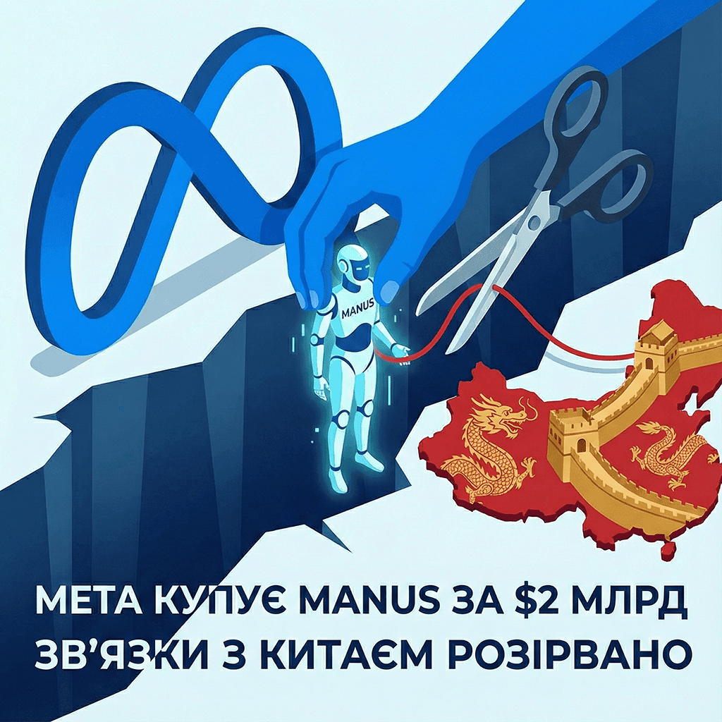 Meta купує ШІ-стартап Manus за $2 мільярди: умова — повний розрив із Китаєм