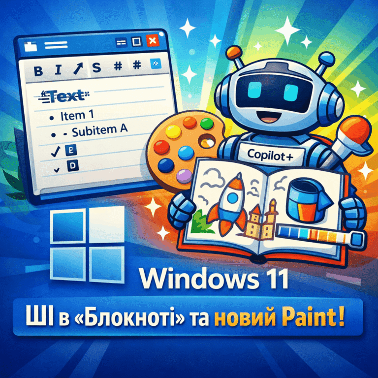 Оновлення Windows 11: Штучний інтелект у «Блокноті» та нові можливості Paint